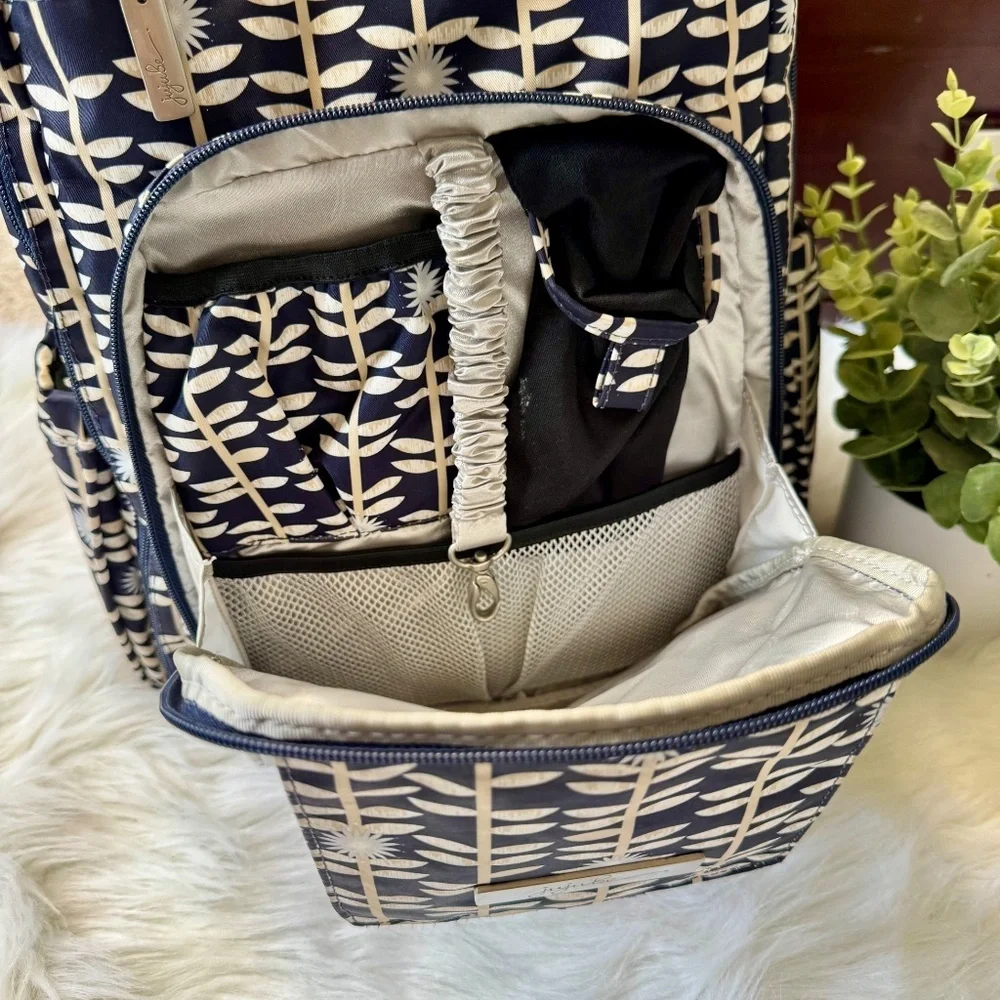Ju-Ju-Be Be Right Back BRB Dandy Lines Collection Navy Floral Backpack DiaperBag